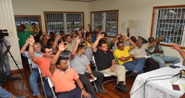 Passionate miners at the Guyana Gold and Diamond Miners Association’s (GGDMA) 32nd Annual General Meeting yesterday (Delano Williams photo)