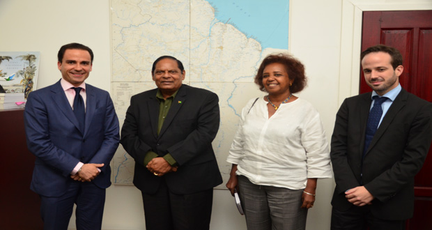 Prime Minister Moses Nagamootoo and the UNODC delegation at his office on Tuesday (Adrian Narine photos)