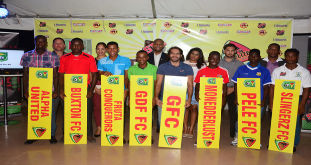 Sponsors and representatives of the eight teams at Saturday’s launch. (Adrian Narine photo)