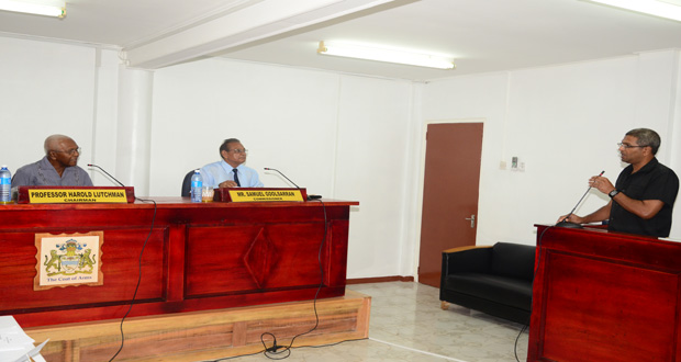 Permanent Secretary of the Ministry of the Presidency, Omar Sharief, testifying before the Public Service CoI yesterday