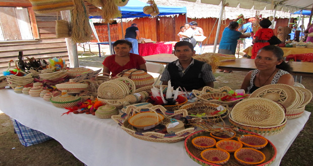 Amerindian craft on display at an Amerindian Heritage Month event