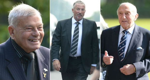 Former umpire Dickie Bird attends the memorial service along with cricketing stars Sir Ian Botham and Micky Stewart.