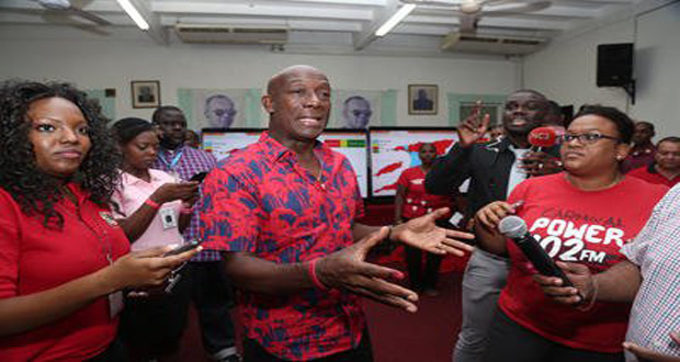 Prime Minister elect Keith Rowley and supporters on Monday night