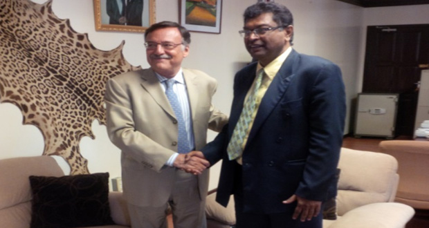 Minister of Public Security, Khemraj Ramjattan and Argentina Ambassador to Guyana Luis A. Martino