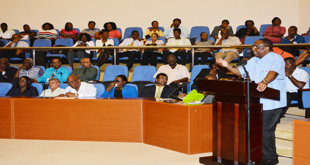 GPSU President, Patrick Yarde during his address yesterday at the 21st Biennial Delegates’ Conference