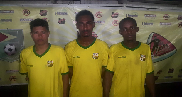 Pele FC’s Julian Joseph, Gregory Richardson and Rawle Gordon.