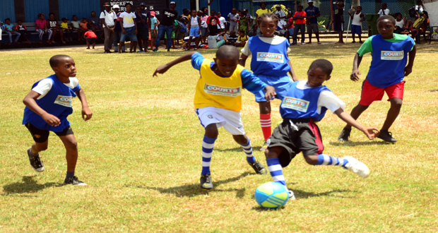 Part of last week’s action in the fourth annual COURTS Pee Wee Under-11 Schools football tournament