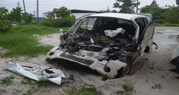 The Toyota Spacio after the accident yesterday.