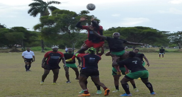Part of the action between the Pepsi Hornets and the UG Wolves in the GTT 10’s Rugby Tournament.