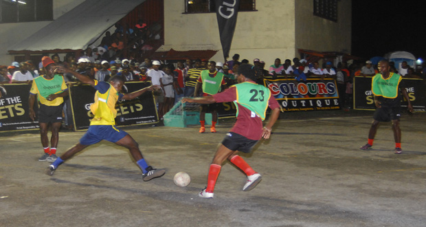 A total of 17 goals was scored on the second night of the Guinness Greatest In Da Street Georgetown leg at the East Ruimveldt Community Centre tarmac. This was part of the action.