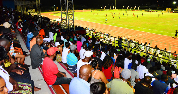 A section of the crowd at the Leonora Stadium on Sunday last, during the Slingerz FC/Alpha united final of the STAG Elite League (Genesis)