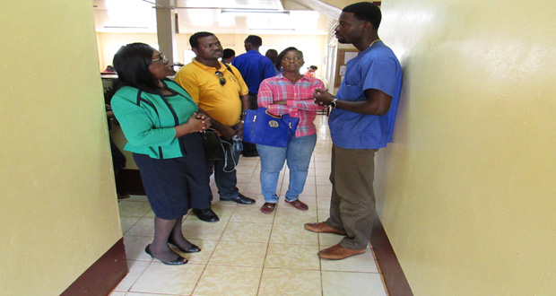 Minister within the Ministry of Health, Dr. Karen Cummings, engaging staff of the Mabaruma Hospital