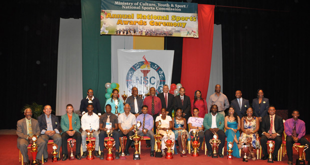 Flashback! Winners of the National Sports Awards earlier this year pose for a photograph. (Delano Williams photo)