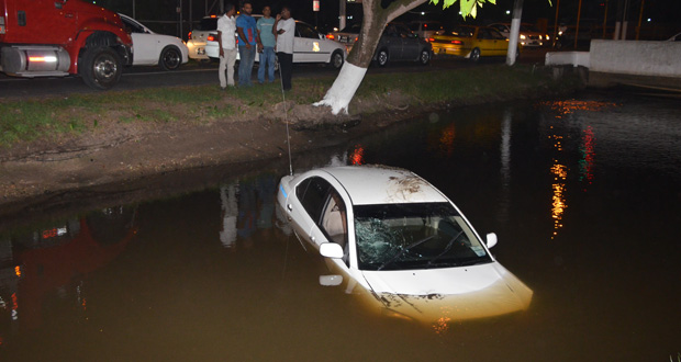 The submerged car in the canal