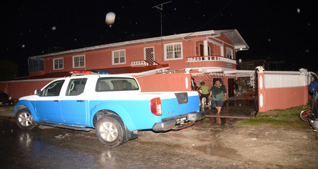 A police vehicle parked outside of the Deonarines’ Foulis home on Friday night