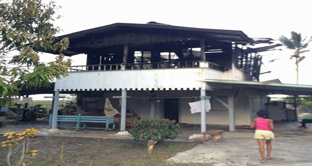 The Canje house that has been destroyed by fire
