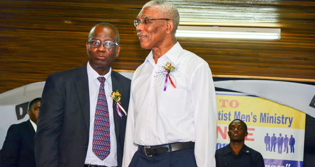 Dr. Leon Wilson is seen with President David Granger at the recently held National Association of the Adventist Men’s Ministry 2015 Men’s Conference