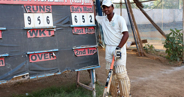 Fifteen-year-old Pranav Dhanawade scores a record 652*, in Mumbai, yesterday.