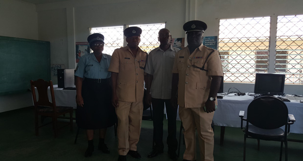 Sergeant Dale Barrow, Inspector Avery Grant, Pastor Derek Anderson and Commander Stephen Mansell at the Leonora Youth Choice Building