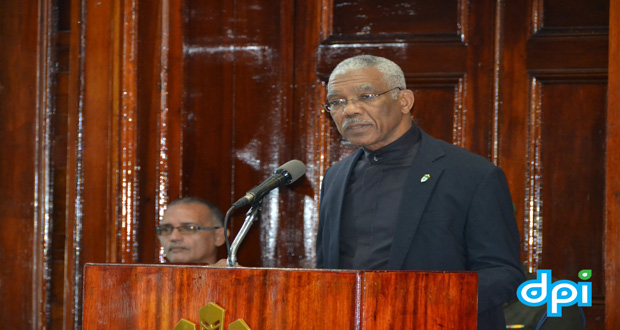 President David Granger addressing Parliament on Thursday