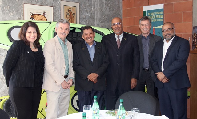 Minister of Indigenous People’s Affairs and Vice President, Sydney Allicock [third from left] along with officials of Trent University.