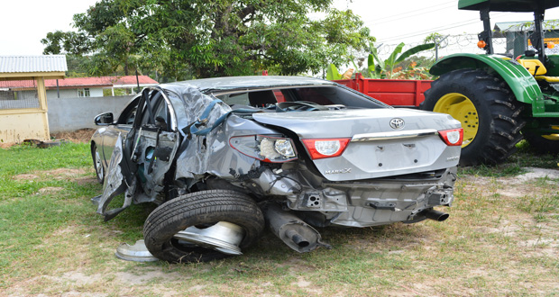 The tyre which the police believe blew out upon the impact (Photos by Samuel Maughn)