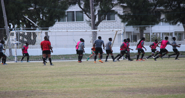 Part of Thursday afternoon’s training session at the GDF ground, Camp Ayanganna