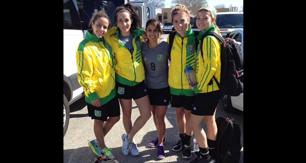 Some members of the Lady Jags squad after they arrived in Houston Texas on Monday