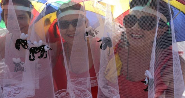 Brazilian revellers have not been
daunted by the Zika virus. They have
come out in full numbers in mosquito
nets costumes which have been popular
in Recife's carnival (BBC photo)