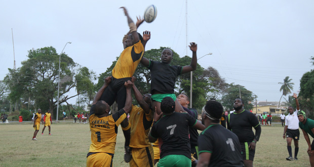 Action between the Yamaha Caribs and the UG Wolves last weekend