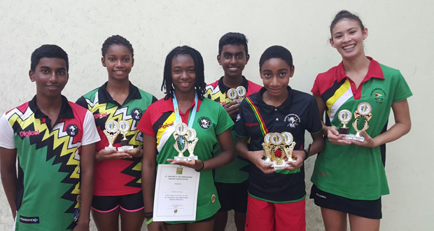 The victorious Junior squash  team pose with their spoils after the St Vincent & The Grenadines Junior Squash Open 2016