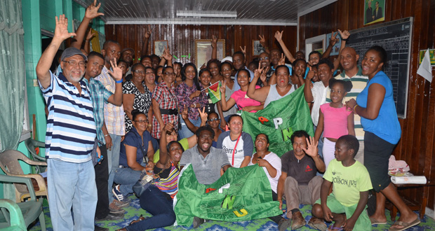 APNU+AFC candidates and supporters celebrating their big win in the Local Government Elections in Bartica at the coalition’s Seventh Avenue Office, upon hearing the preliminary results on Friday night