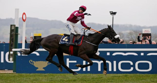 Don Cossack celebrates winning the 3.30 Timico Cheltenham Gold Cup Chase. (Action Images via Reuters/Paul ChildsLivepic)
