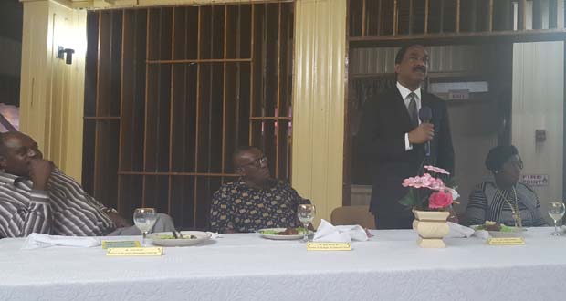 Attorney General and Minister of Legal Affairs, Basil Williams delivering remarks during the Business Dinner last Tuesday