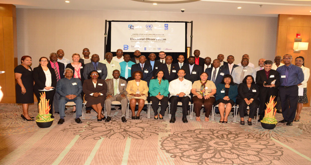 Participants of the CARICOM/UN Electoral Workshop and Roundtable discussions following the opening ceremony Monday at the Marriott Hotel in  Kingston