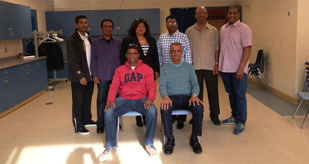 The 2016 OSCL executives. Standing (from left) are Patrick Shivrattan, Ranjan Persaud, Kim Sue, Vish Jadunauth, Frederick Halley and Bobby Ramlagan. Seated (from left) are Vice-President Terry Mathura and president Albert Ramcharran.