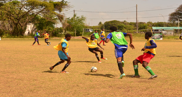 Chronicle Sports photographer Adrian Narine was on hand at the Ministry of Education Ground yesterday and caught the action in the Petra/Milo School’s Football Tournament.