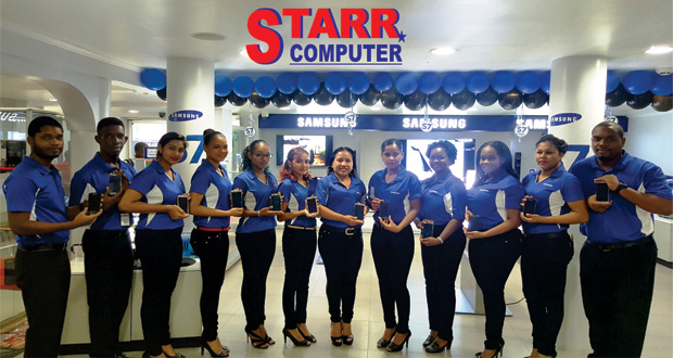 The helpful staff of STARR Computer display its flagship Samsung Galaxy S7.