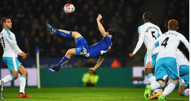 Shinji Okazaki's strike was his fifth league goal of the season