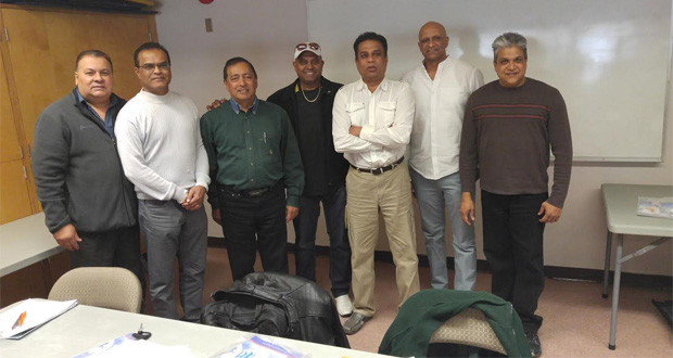 OMSCC executive members from left are: Ed Pestano, Khem Singh, Azeem Karamat Khan, Ganesh Ramraj, Ron Singh, Paul Jaman and Ramnarine Prashad.