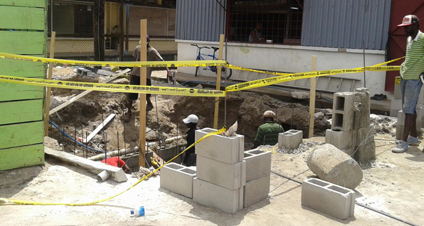 The washroom facility presently under construction at the Mackenzie Municipal Market’s Entrance