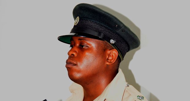 Commander of the Task Force, Prison Cadet Officer Udistair Holligan, testifying before the commission (Adrian Narine photo)