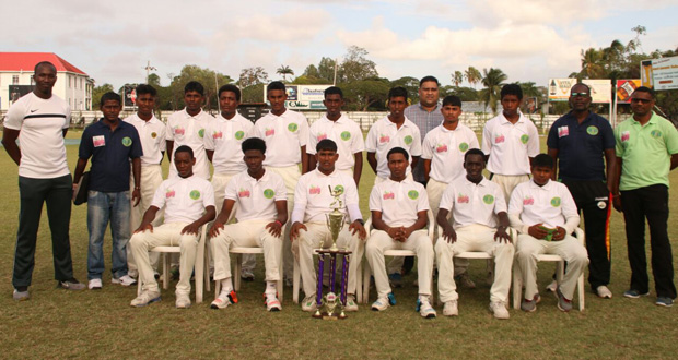 The winning Demerara team with officials of the GCB