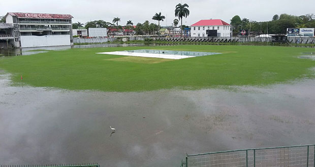 The waterlogged Georgetown Cricket Club ground