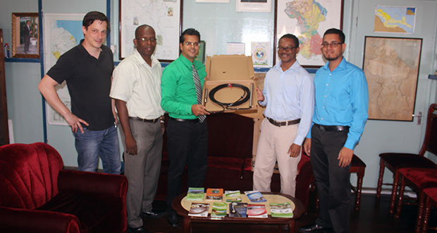 REETA’s Representative Ken Aldonza (second from right) handing over the equipment to GEA’s CEO, Dr. Mahender Sharma. Standing at extreme left is Tobias Dertman