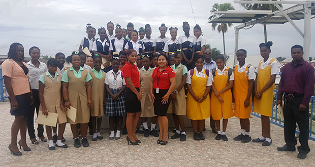 Students and teachers at the top of the Starr Computers facility where they learned about renewable energy. Also in the photo are (center left) Shunella Taylor (Lenovo Product Manager) and Penny Francis (Sales Manager)