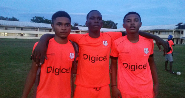 CWSS scorers: From left Shaquille Campbell, Keshawn Dey and Omar Brewley