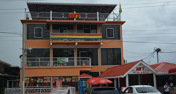 The WD’s Hotel and Mall at Charity is one of the modern hotels on the Essequibo Coast. Its facilities also include a gym, restaurant and a children’s play park. All members of its staff are courteous, and visitors get a warmly welcome.