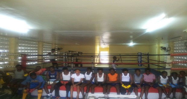Some of the boxers that participated in the two-day camp await their turn to go into action.