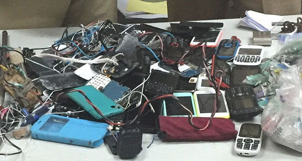 Some of the cellphones found in the prison
